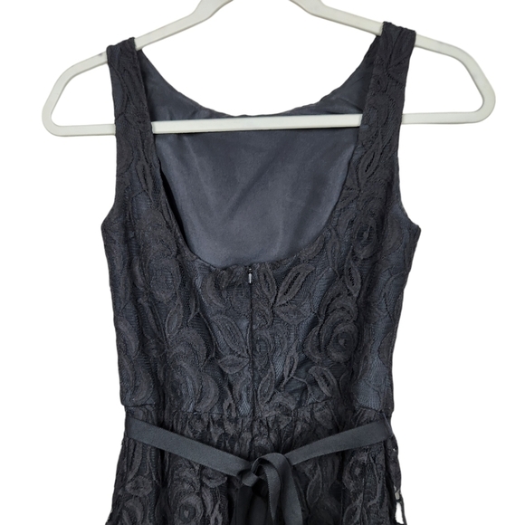 Vintage Dessy Collection Vivian Diamond Black Dress Floral Lace Women's Size 6 2 - Picture 8 of 12